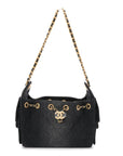 Washed Denim Quilted Mini CHNL 25 Handbag Black