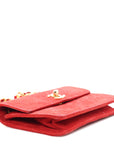 Suede Quilted Mini Square Flap Red