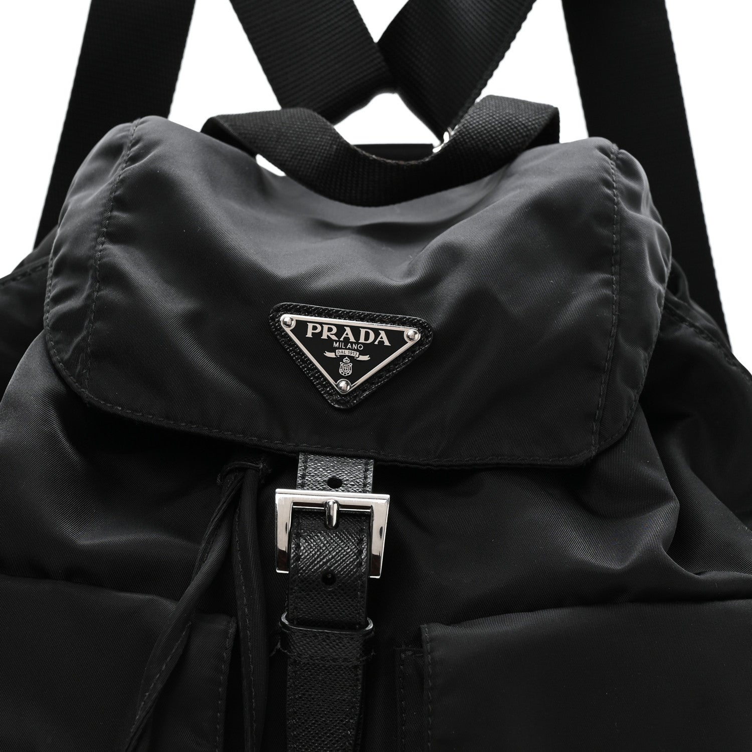 Re-Nylon Vela Saffiano Medium Backpack Black