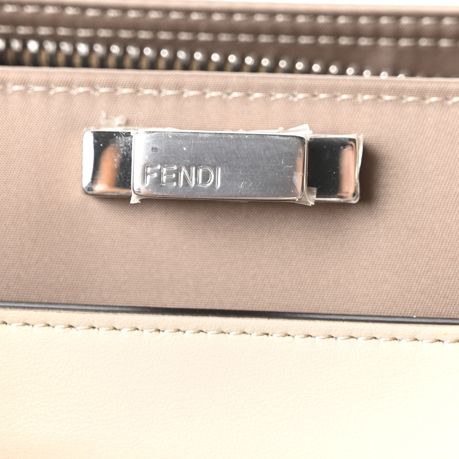 Nylon Vitello Cover Logo Embossed Medium Peekaboo I SEE U Satchel Rope Milk Black