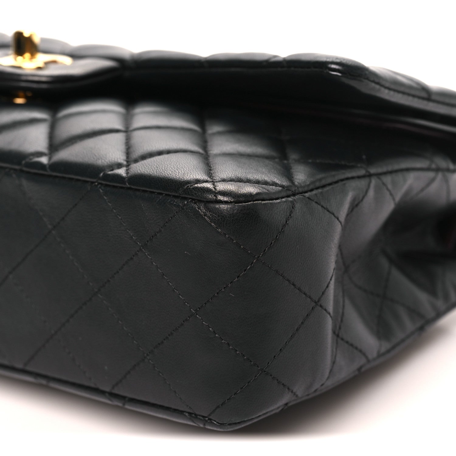 Lambskin Quilted Medium Double Flap Black