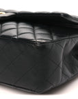 Lambskin Quilted Medium Double Flap Black