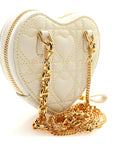 Calfskin Cannage D1ORamour Caro Heart Pouch With Chain White