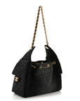 Washed Denim Quilted Small CHNL 25 Handbag Black