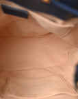 Glazed Textured Calfskin Web Small Ophidia Bucket Bag Blue Agata