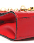 Calfskin Studded Small Padlock Shoulder Bag Hibiscus Red