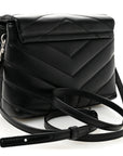 Calfskin Y Quilted Monogram Toy Loulou Crossbody Bag Black