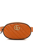 Vintage Effect Calfskin Matelasse Diagonal Torchon GG Marmont Belt Bag 95 38 Cognac