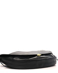 Shiny Lambskin Soft Triomphe Half Moon Bag Black