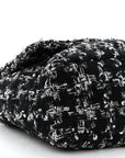 Tweed Quilted Maxi CHNL 19 Flap Black Silver Ecru