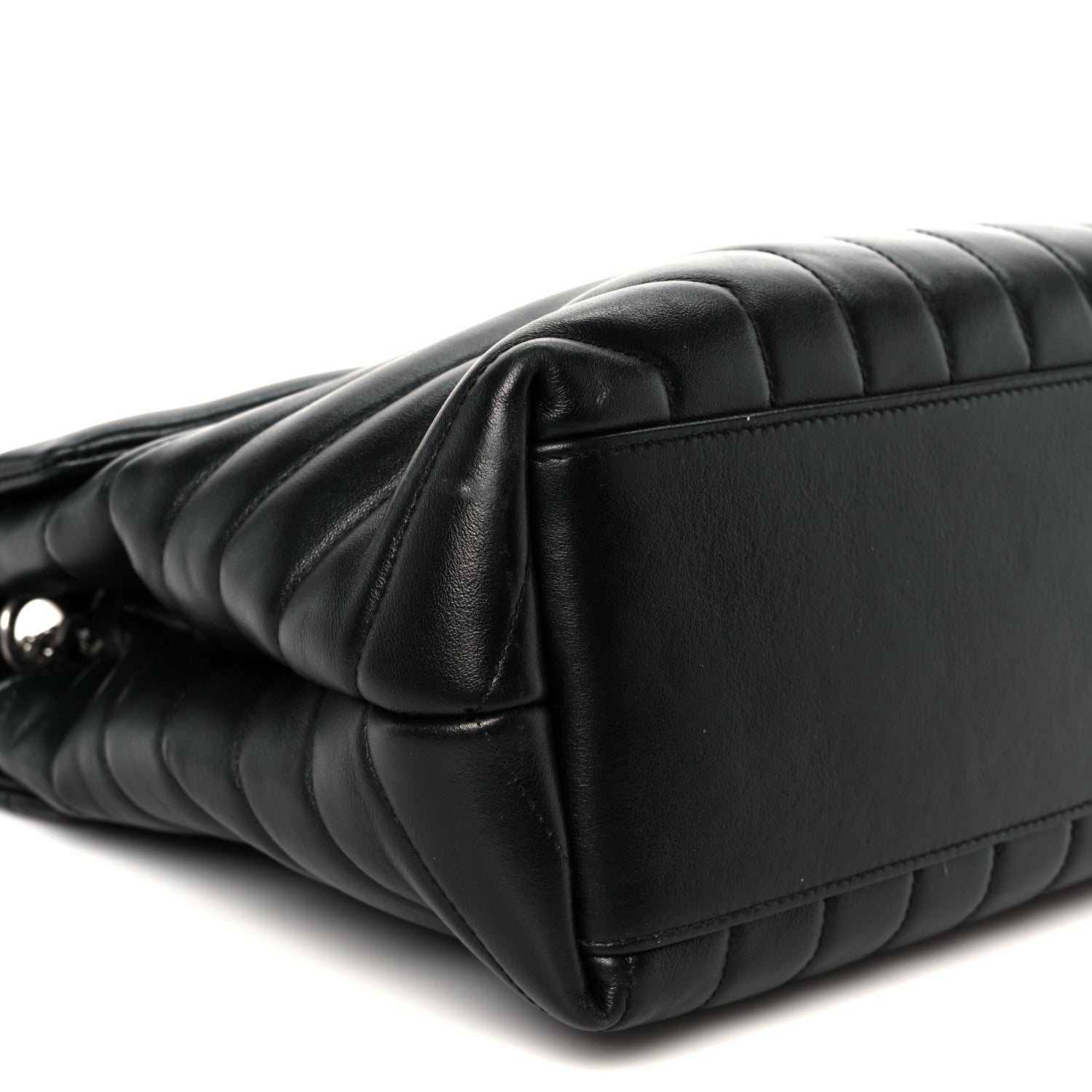 Calfskin Y Quilted Monogram Medium Loulou Chain Satchel Black