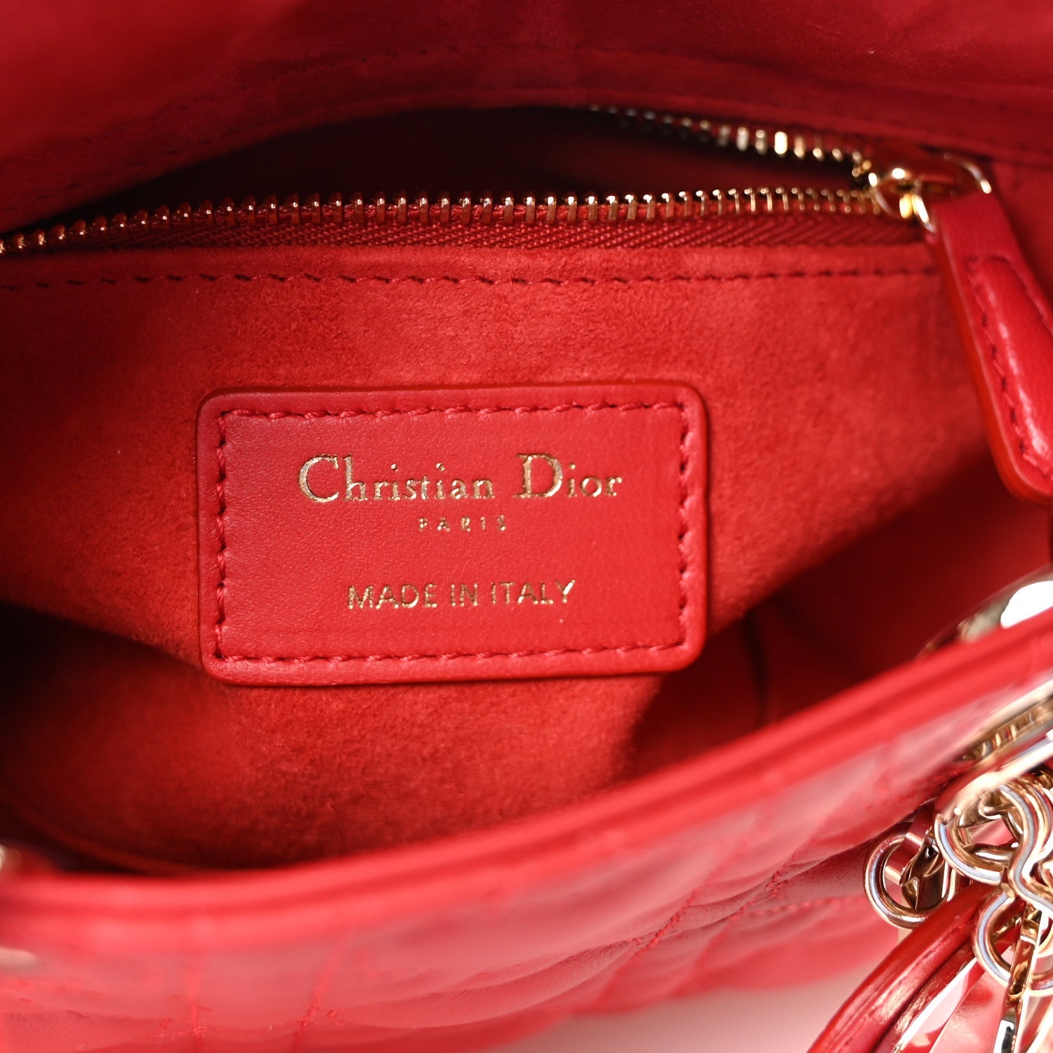Calfskin Cannage D1ORamour Mini Lady D1OR Bag Bright Red