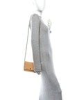 Patent Calfskin Chevron Quilted Wallet On Chain WOC Beige