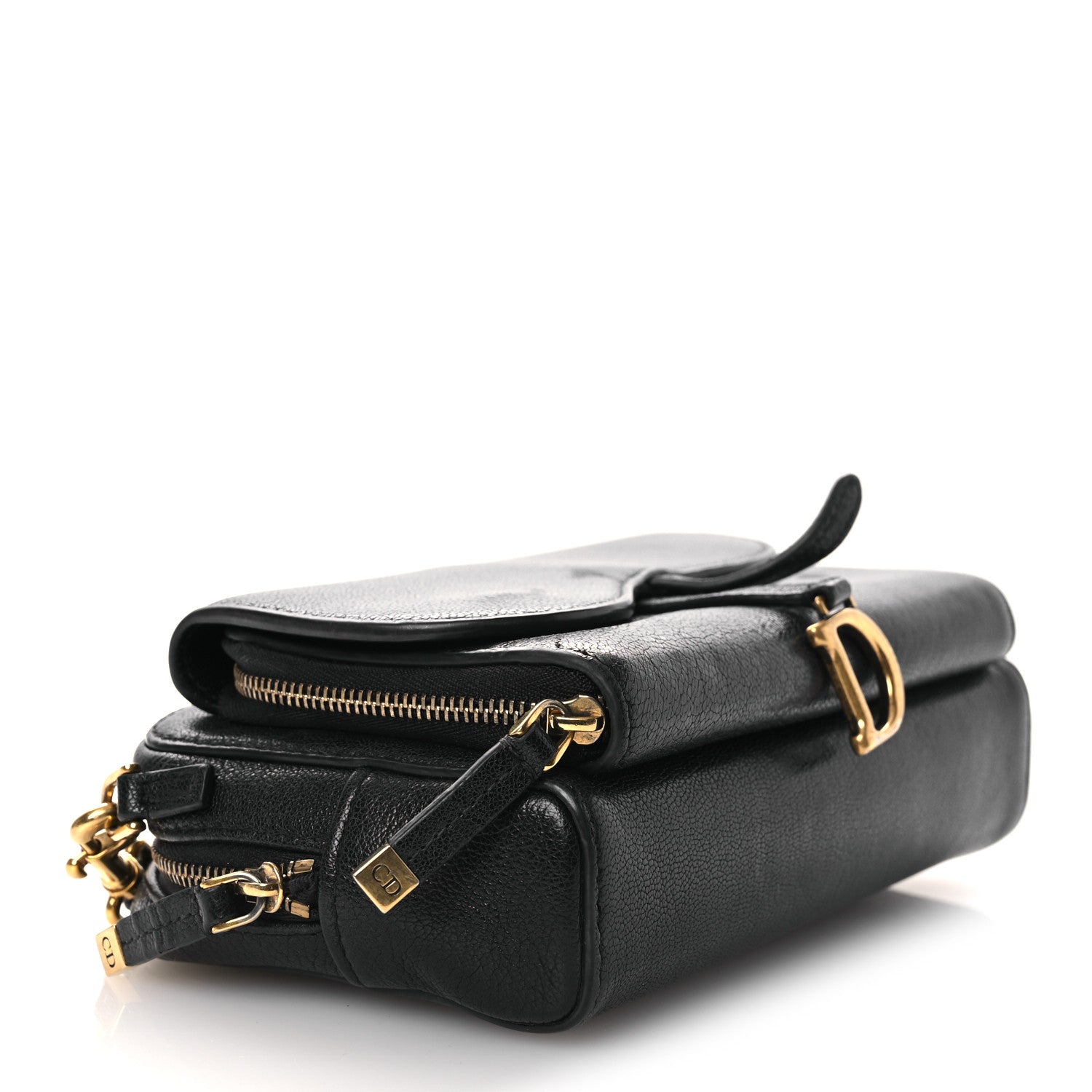 Goatskin Double Saddle Pouch Black
