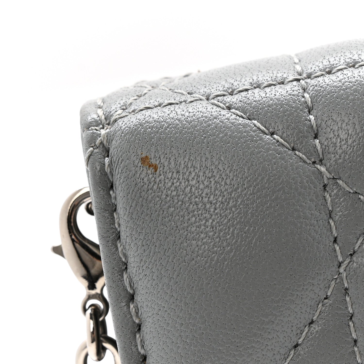 Lambskin Cannage Lady D1OR Convertible Clutch Grey