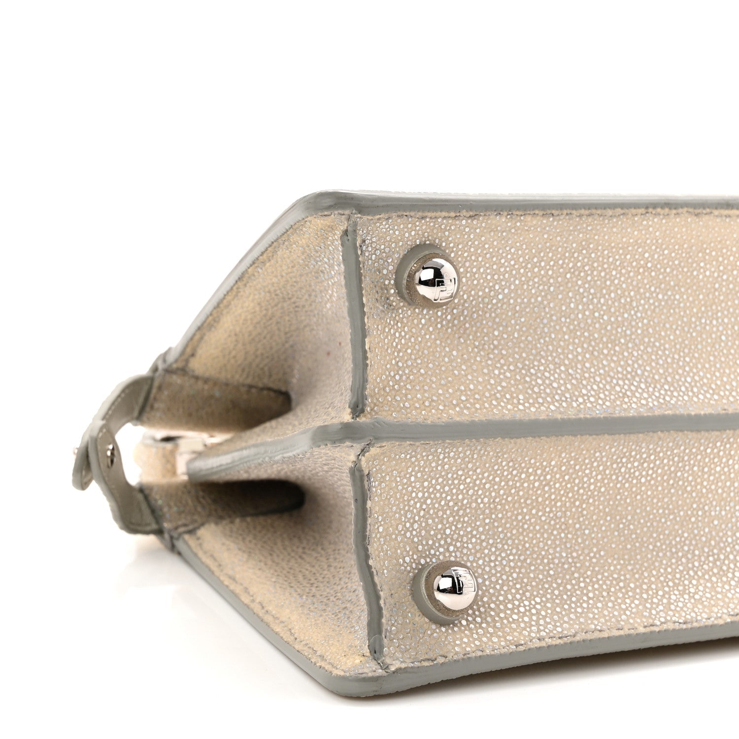 Stingray Shiny Nappa Petite Peekaboo I SEE U Satchel Beige