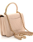 Lambskin Quilted Small Trendy Spirit Top Handle Bag Beige