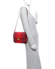 Lizard Medium Classic Box Flap Bag Ruby