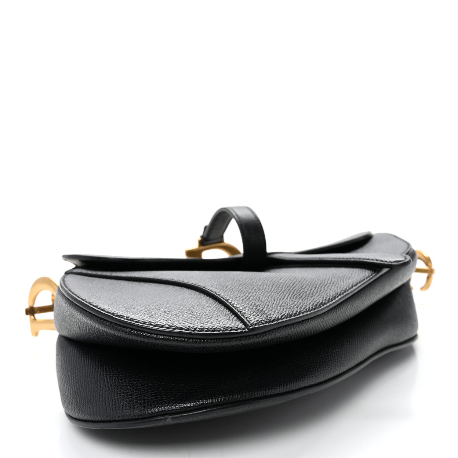 Grained Calfskin Saddle Bag Black