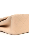 Lambskin Quilted Jumbo Double Flap Beige