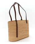 Raffia Small Square Basket Tote Bag Natural Tan