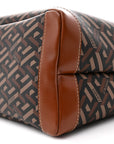 Coated Canvas Calfskin La Greca Signature Shopper Tote Bag Black Caramel