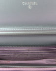 Iridescent Lambskin Quilted Reissue Wallet On Chain WOC Light Purple