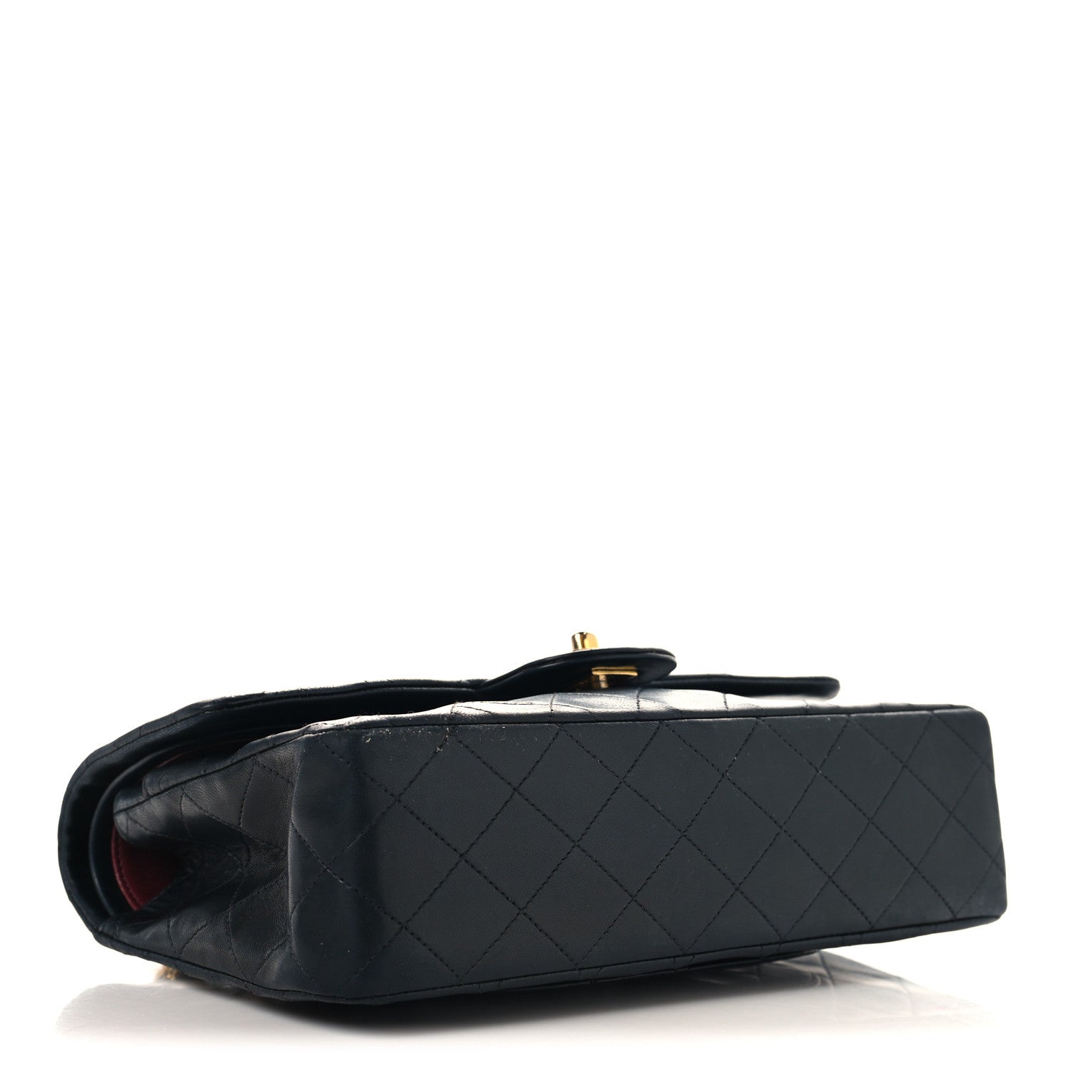 Lambskin Quilted Medium Double Flap Navy