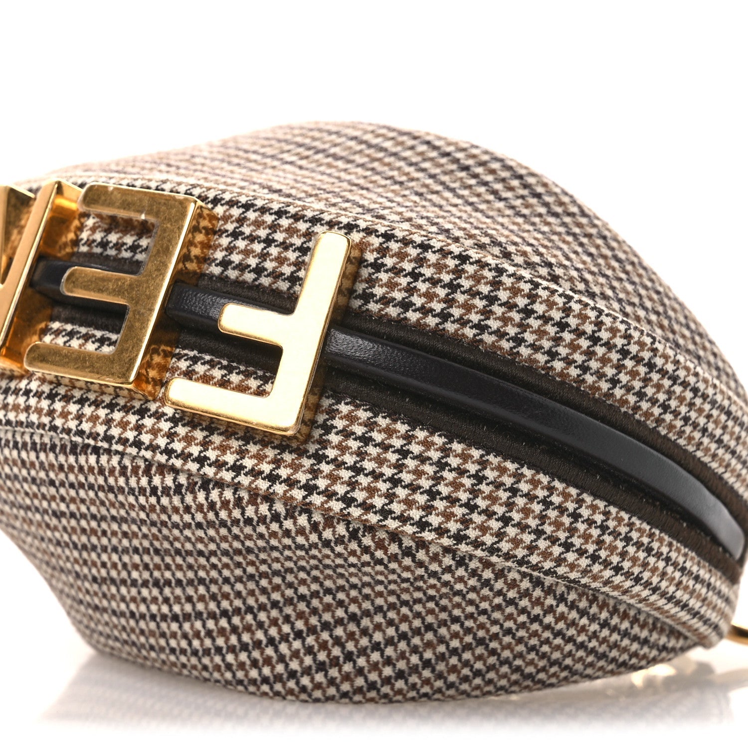 Wool Nappa Micro Houndstooth Nano FNDIgraphy Hobo Charm Beige Moro