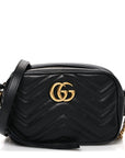 Calfskin Matelasse Mini GG Marmont Chain Shoulder Bag Black