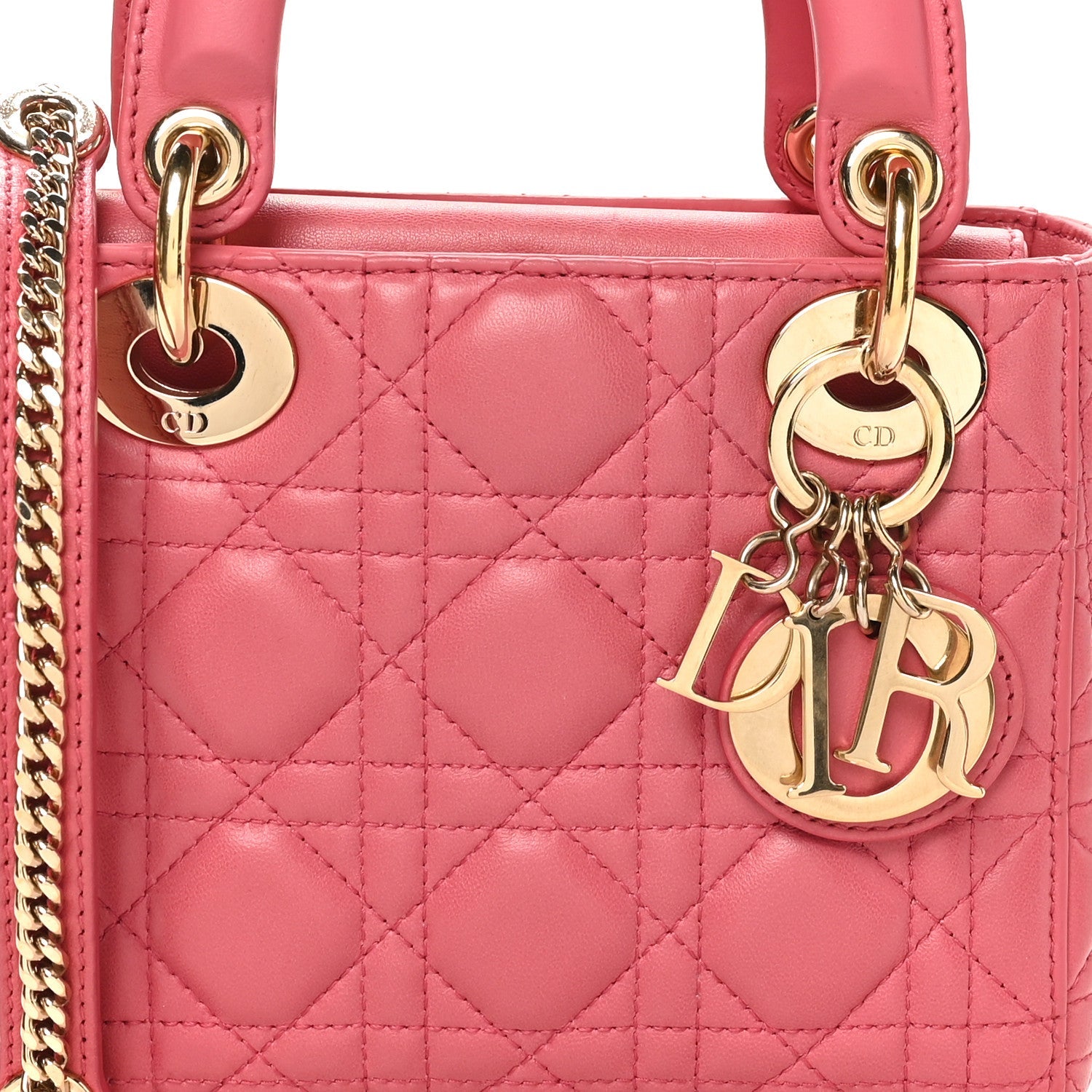 Lambskin Cannage Mini Lady D1OR Pink