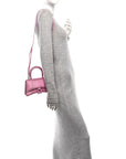 Strass Suede Hourglass Top Handle Bag XS Pink