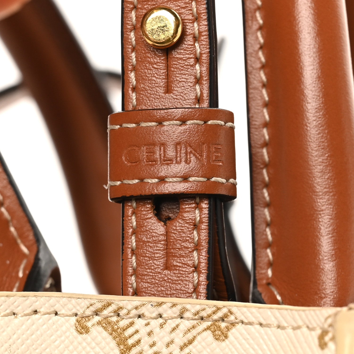 Triomphe Canvas Calfskin Mini Vertical Cabas White