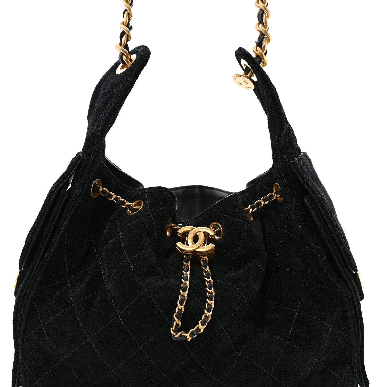 Suede Quilted Small CHNL 25 Handbag Black