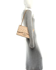 Lambskin Quilted Jumbo Double Flap Beige