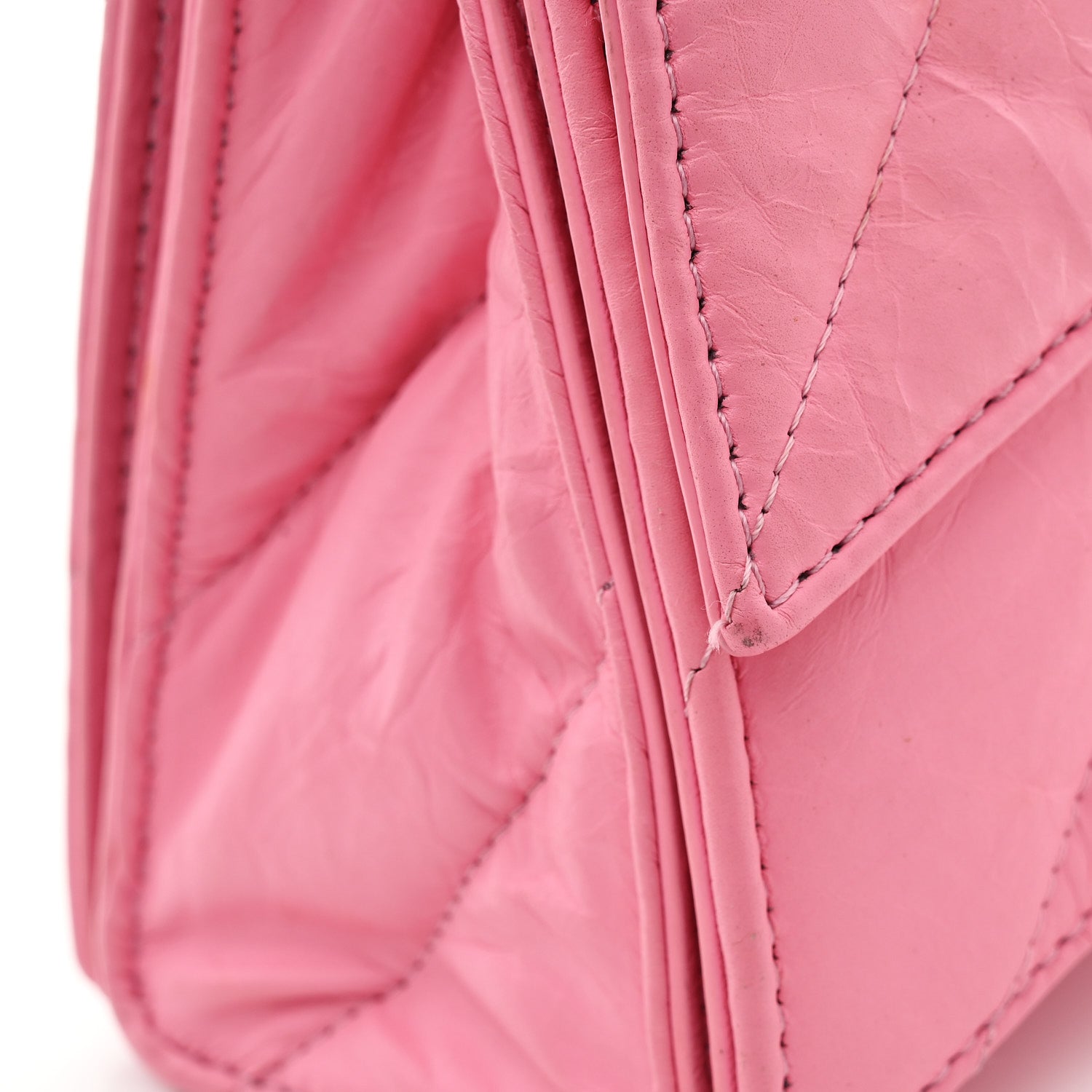 Crushed Calfskin Quilted Small Crush Chain Bag Sweet Pink