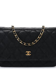 Caviar Quilted Wallet on Chain WOC Black