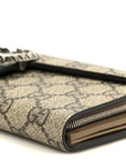 GG Supreme Monogram Dionysus Chain Clutch Wallet Beige Taupe