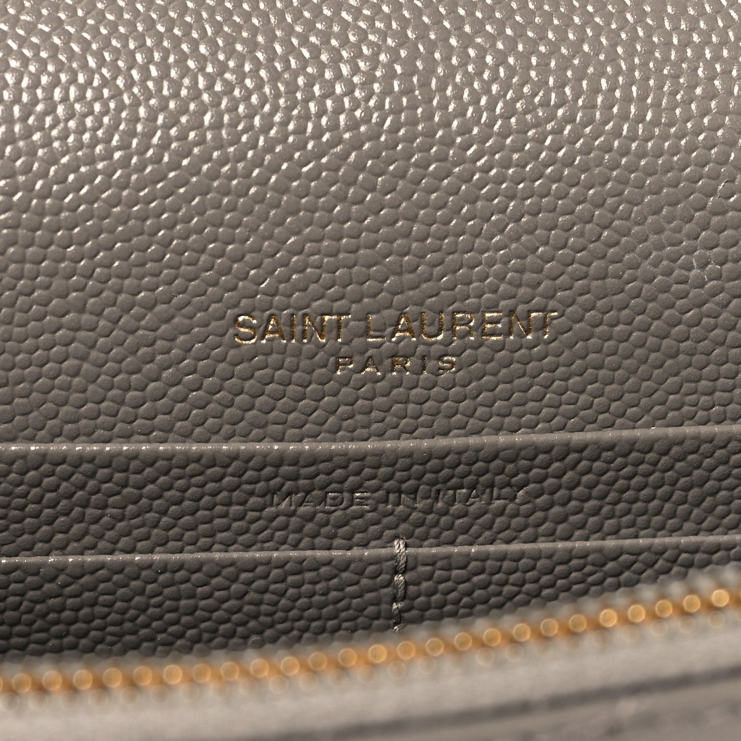 Grain De Poudre Matelasse Chevron Monogram Envelope Chain Wallet Fog