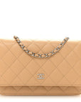 Caviar Quilted Wallet on Chain WOC Beige