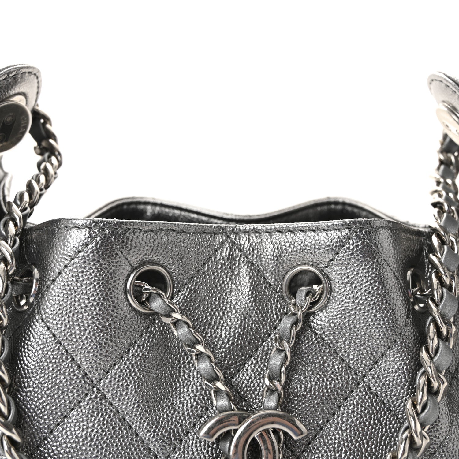 Metallic Caviar Quilted Mini CHNL 25 Handbag Anthracite