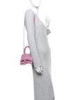 Strass Suede Hourglass Top Handle Bag XS Pink