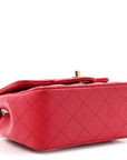 Lambskin Quilted Mini Square Flap Dark Pink