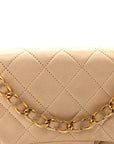 Lambskin Quilted Small Double Flap Beige