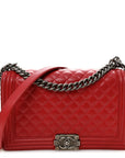 Calfskin Quilted New Medium Boy Flap Red