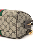 GG Supreme Monogram Textured Dollar Calfskin Web Mini Ophidia Top Handle Bowler Bag Beige Ebony New Acero