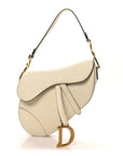 Grained Calfskin Saddle Bag White