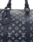 Calfskin Shadow Monogram Keepall Bandouliere 50 Ink Blue White