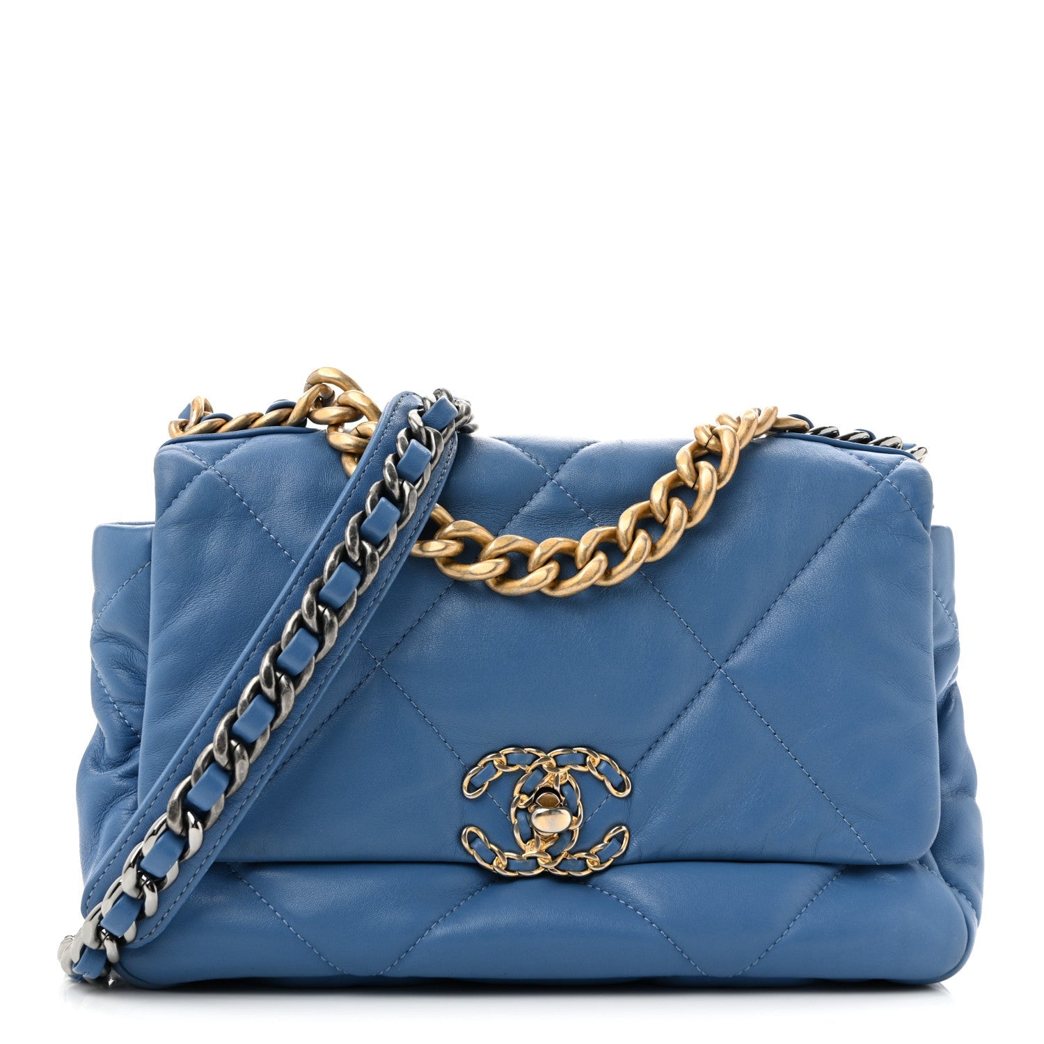 Lambskin Quilted Medium CHNL 19 Flap Blue