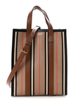E-Canvas Stripe Small Portrait Tote Bag Archive Beige